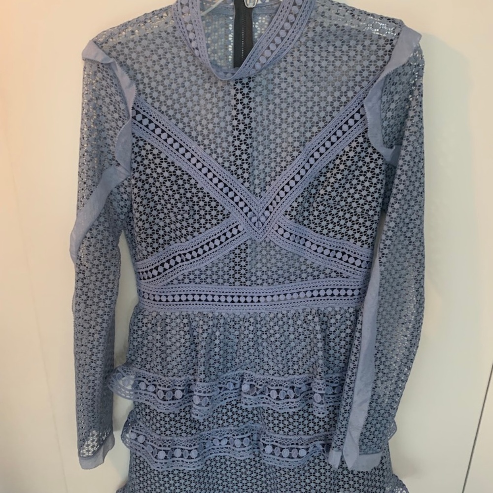 Self Portrait lilac/blue lace detail dress